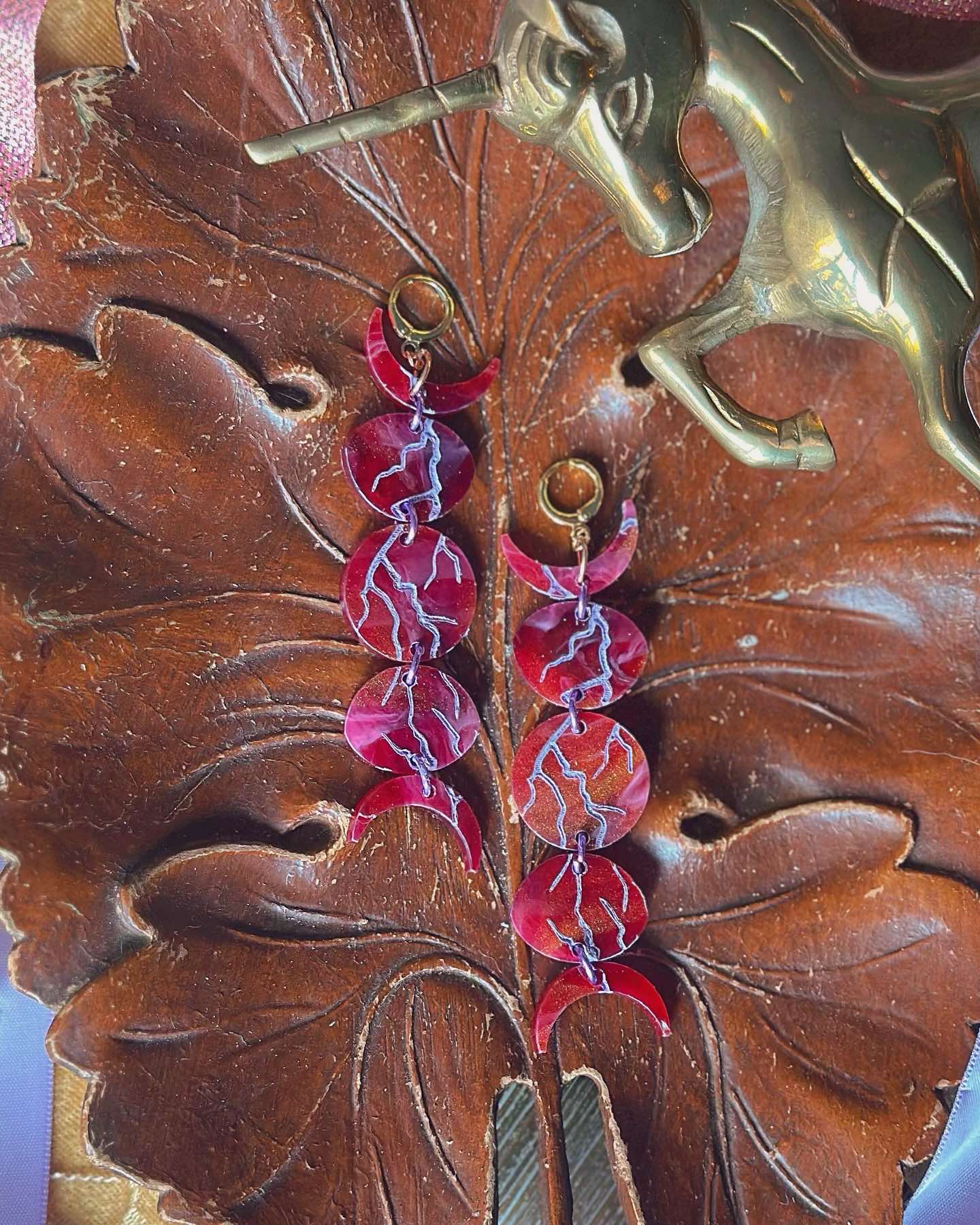 The Phases of the Red Moon Earrings