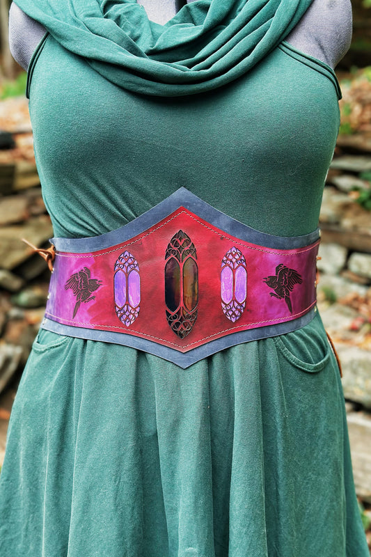 “Call of the Raven" - OOAK Corset Belt - Size SMALL