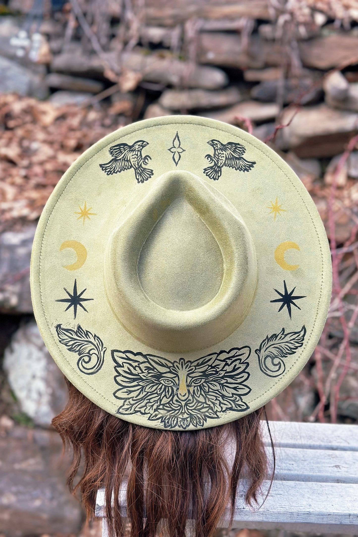 The Leaf Man's Star - OOAK Printed Hat