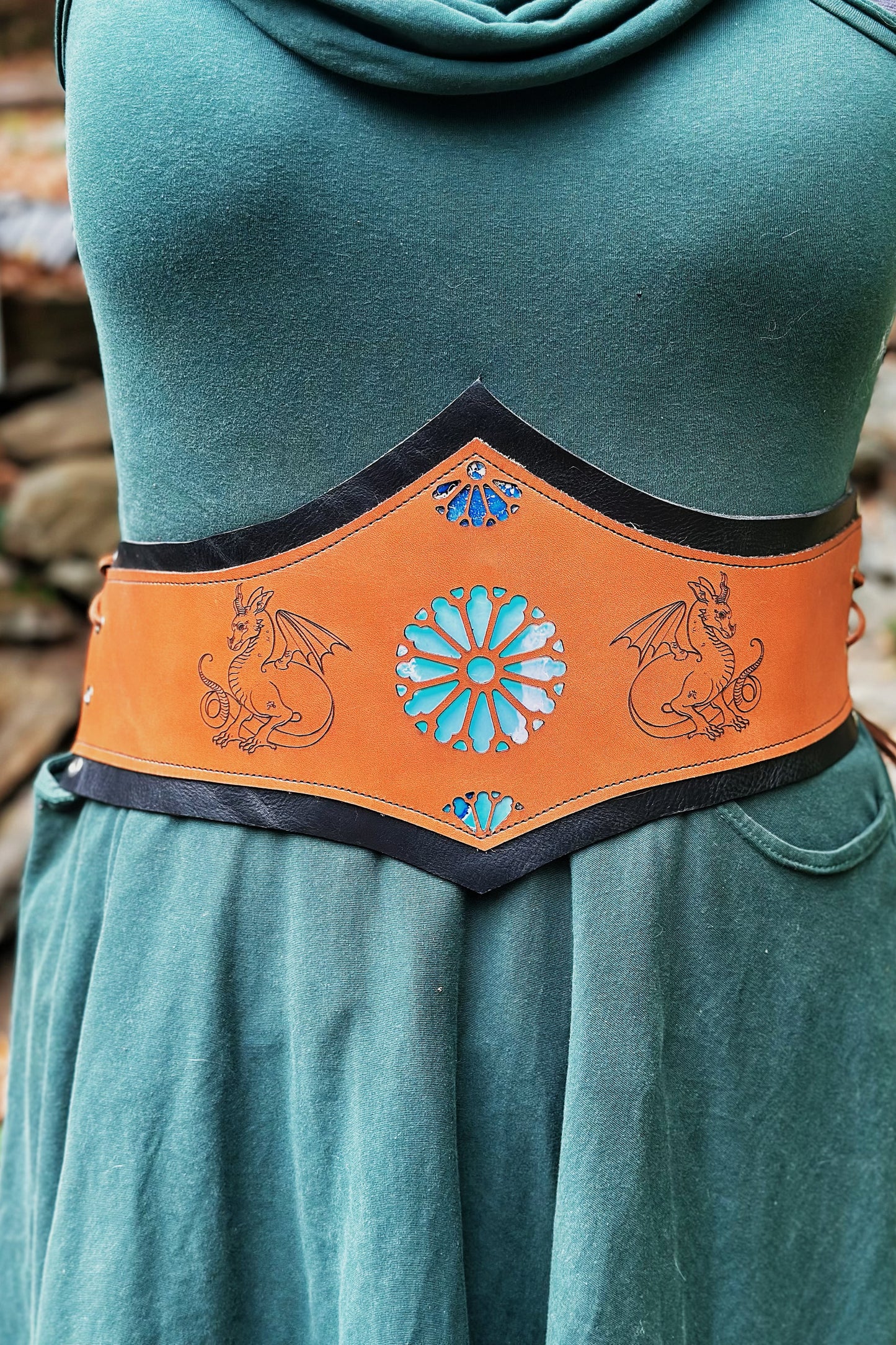 “Dragon Moon" - OOAK Corset Belt - Size MEDIUM