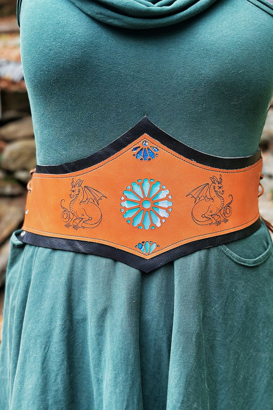 “Dragon Moon" - OOAK Corset Belt - Size MEDIUM