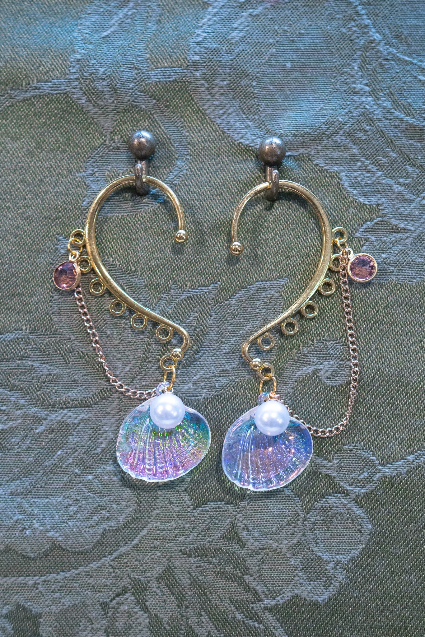 "Pearls of the Waves" - OOAK Earcuff Pair