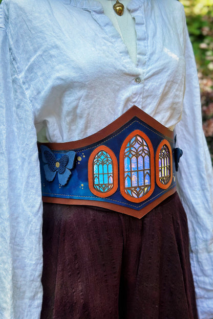 "Midnight Flutters" - OOAK Corset Belt - Size Extra Small