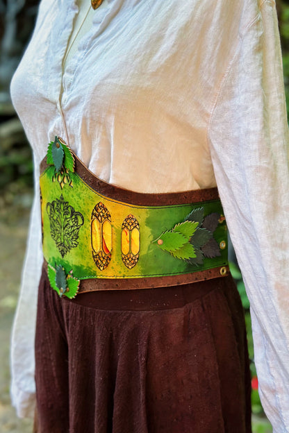 "The Greenman’s Glade" - OOAK Corset Belt - Size Large