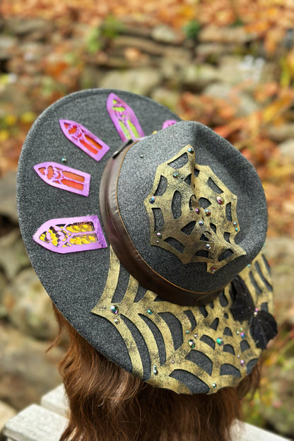 "Golden Webs" - OOAK Halo Hat