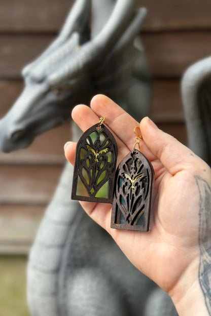"Fire and Lightning" - Stained Glass Window Earrings