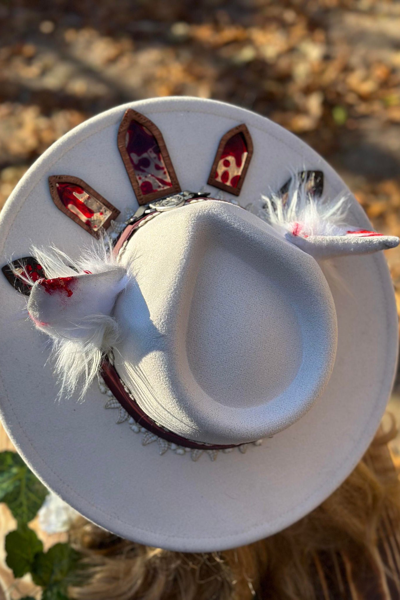 "Feral Scar" - OOAK Stained Halo Hat
