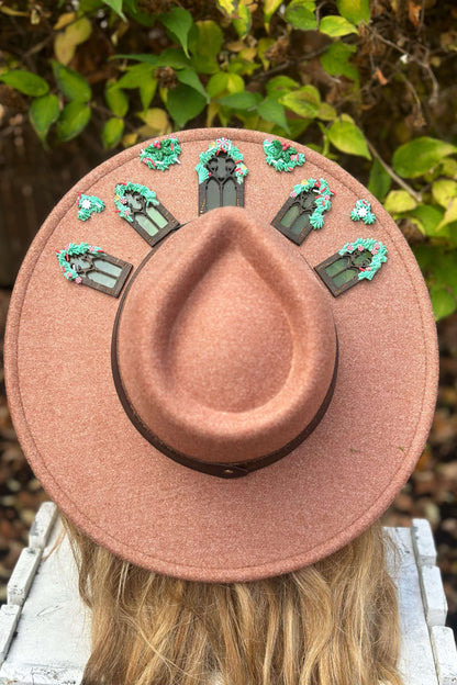 "Cinnamon House" - OOAK Stained Halo Hat