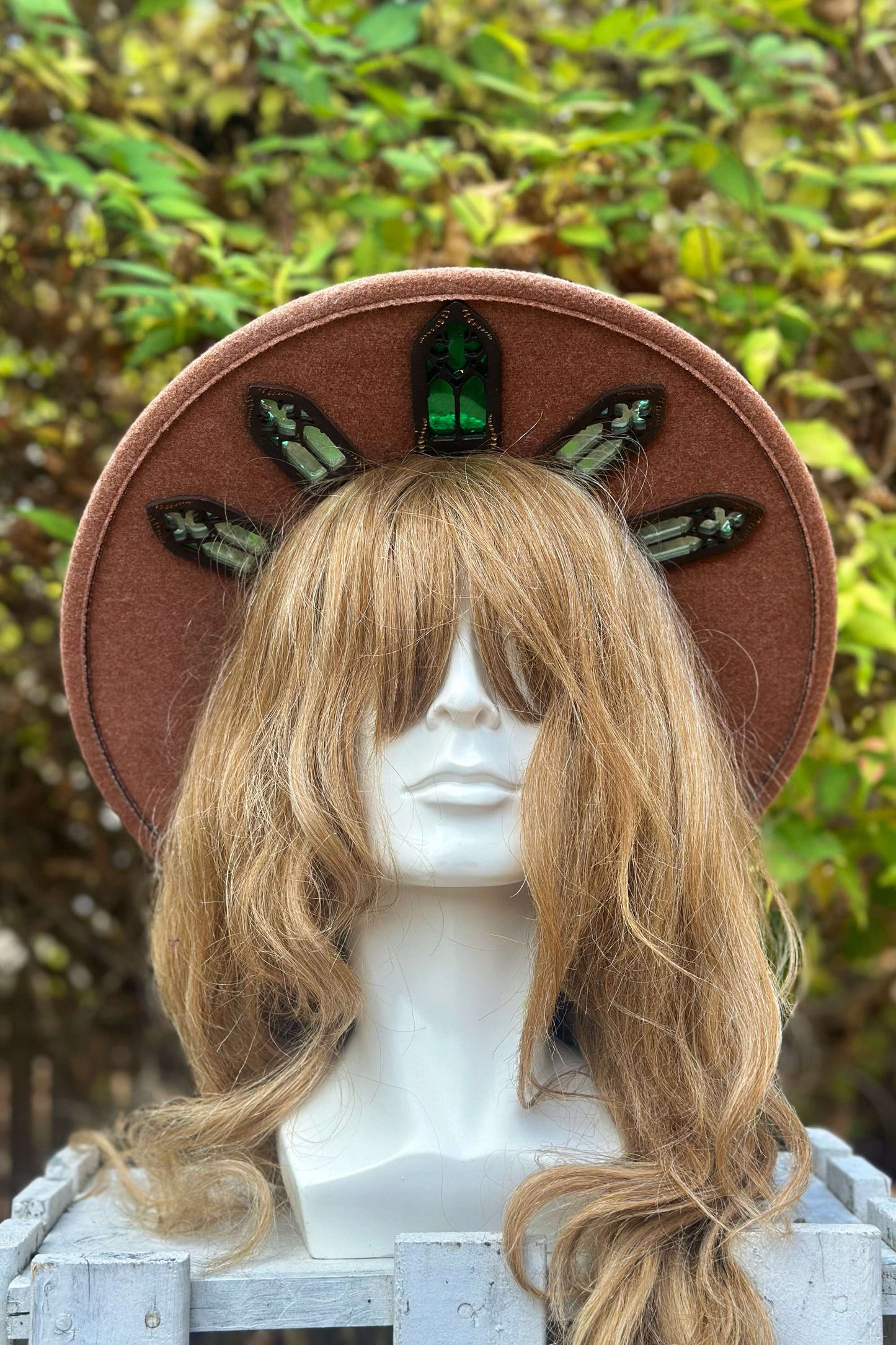 "Cinnamon House" - OOAK Stained Halo Hat