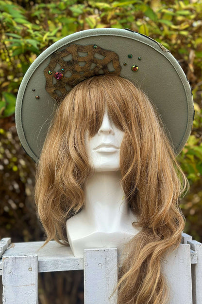 "Silken Lace" - OOAK Stained Halo Hat