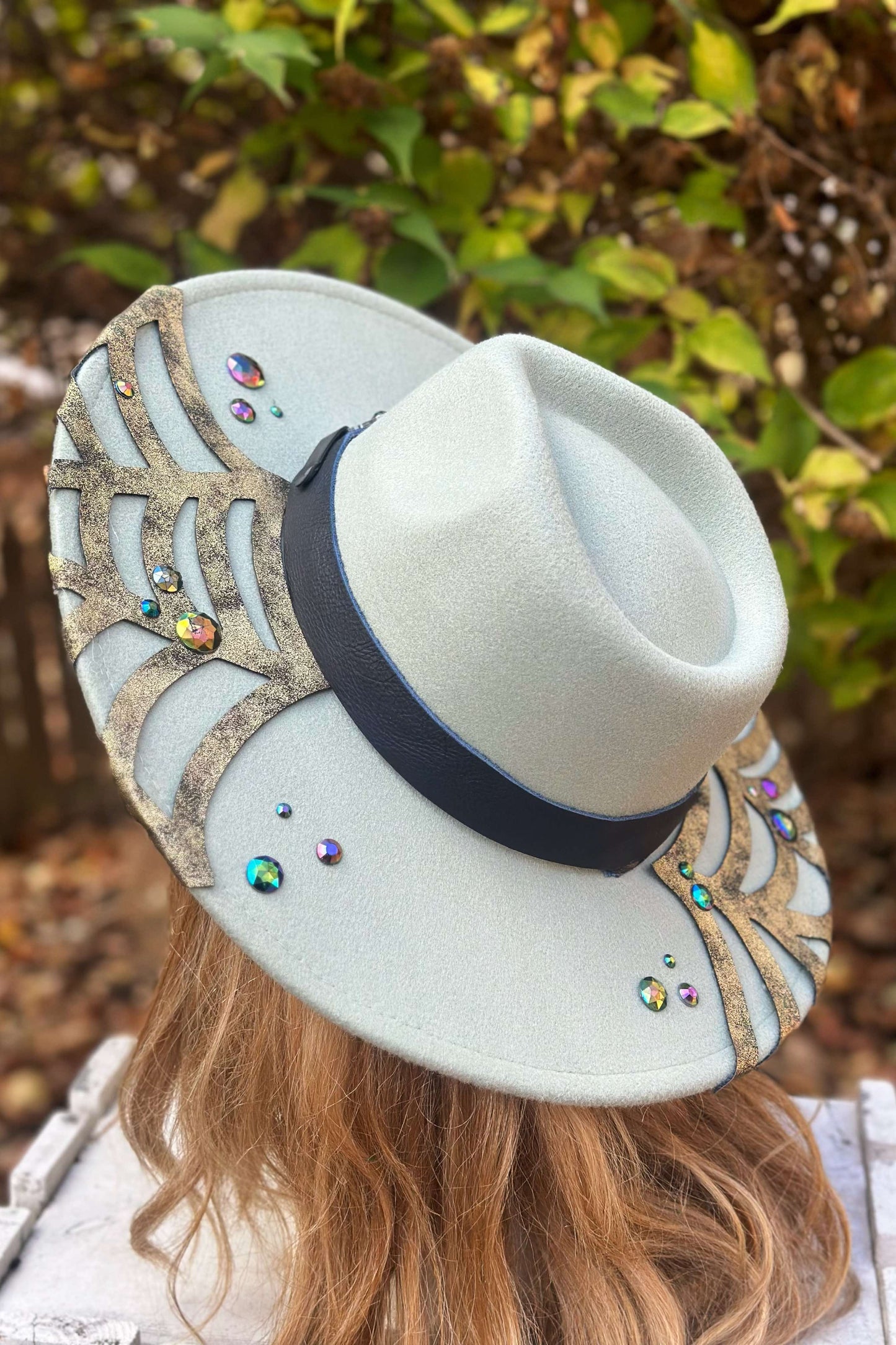 "Silken Lace" - OOAK Stained Halo Hat