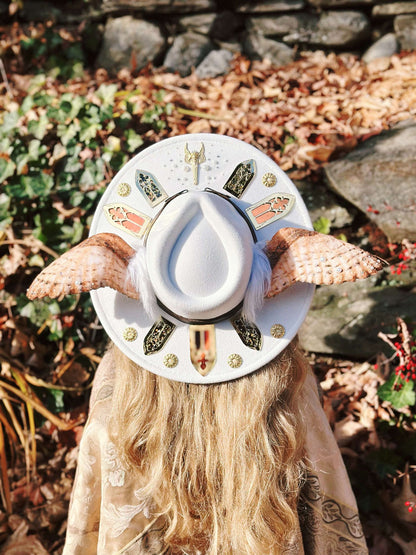 "The Owl's Flight" - OOAK Stained Halo Hat