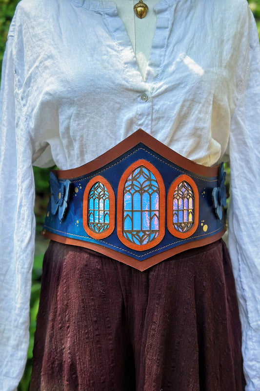 "Midnight Flutters" - OOAK Corset Belt - Size Extra Small