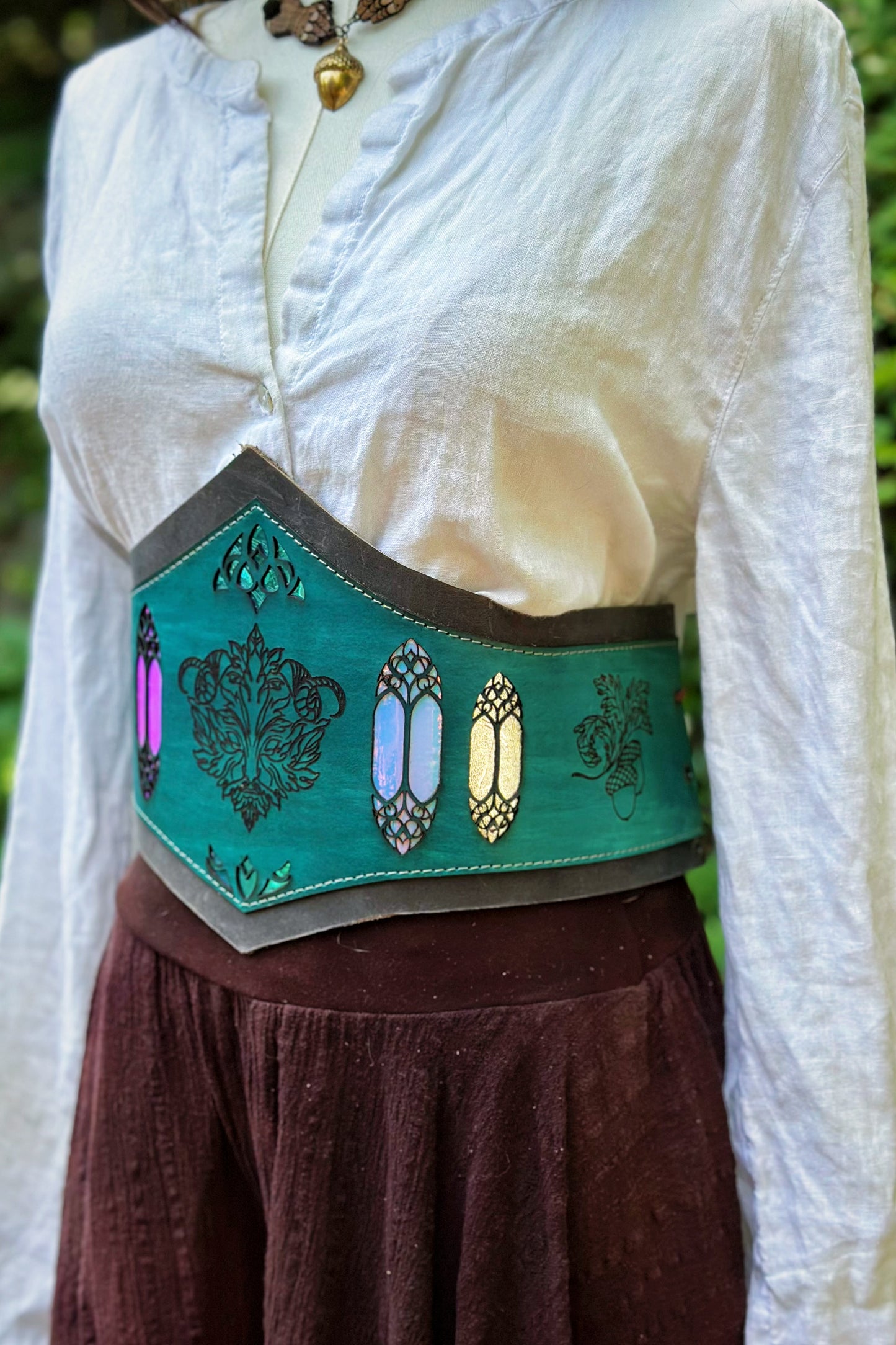 "Frozen Glades" - OOAK Corset Belt - Size Small