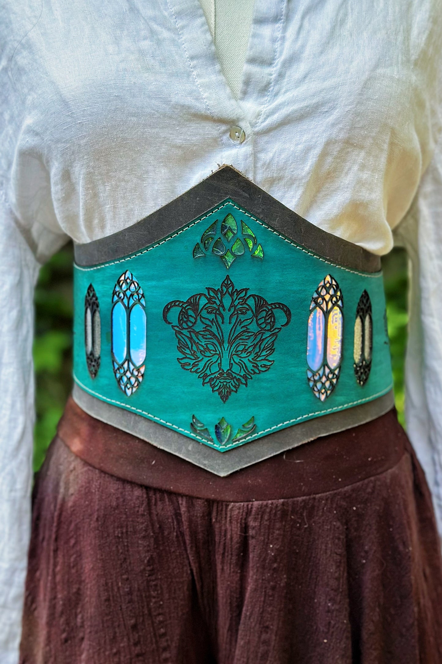 "Frozen Glades" - OOAK Corset Belt - Size Small