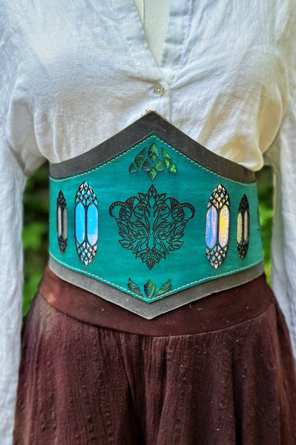 "Frozen Glades" - OOAK Corset Belt - Size Small