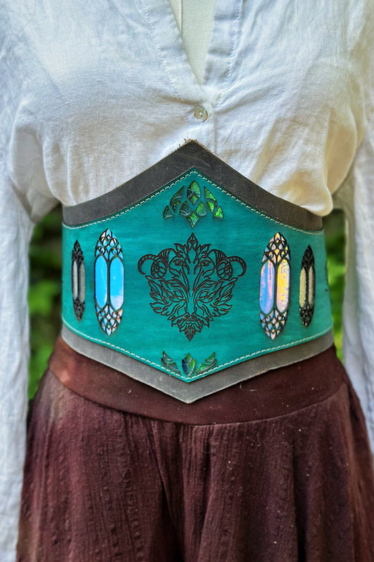 "Frozen Glades" - OOAK Corset Belt - Size Small