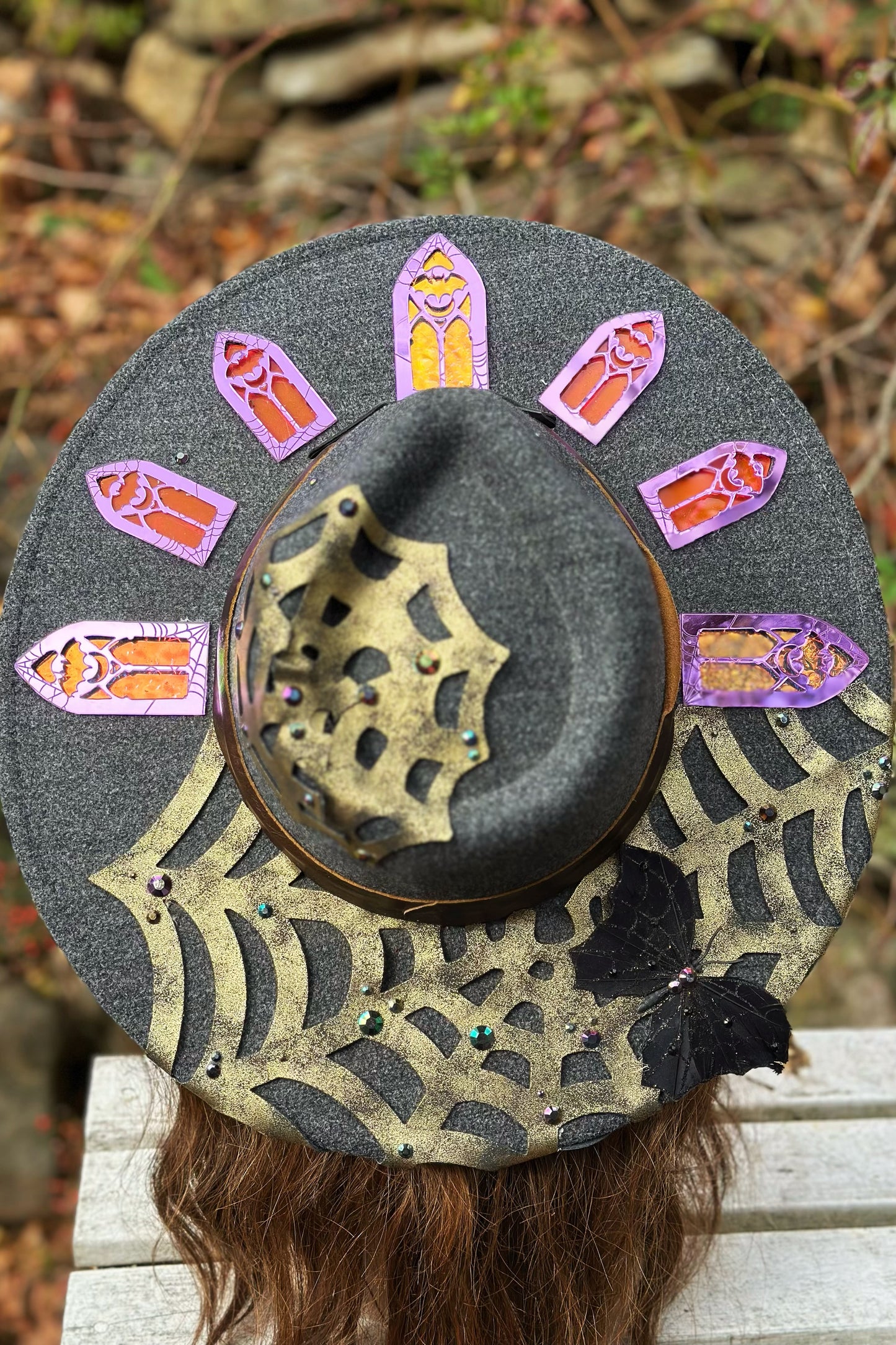 "Golden Webs" - OOAK Halo Hat