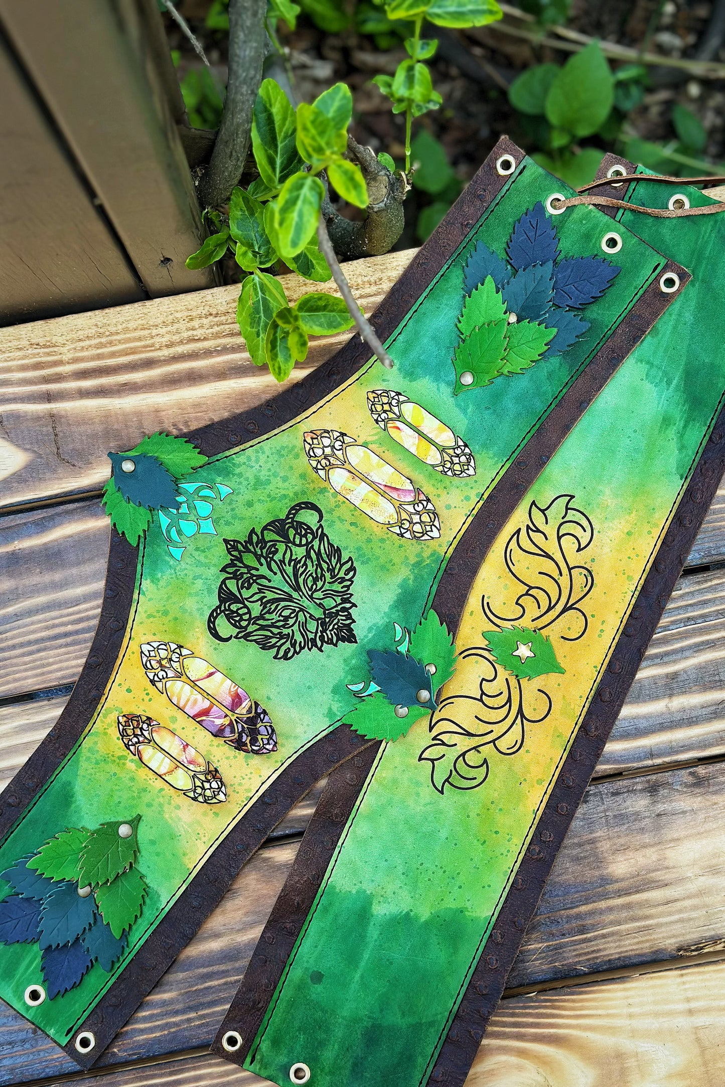 "The Greenman’s Glade" - OOAK Corset Belt - Size Large
