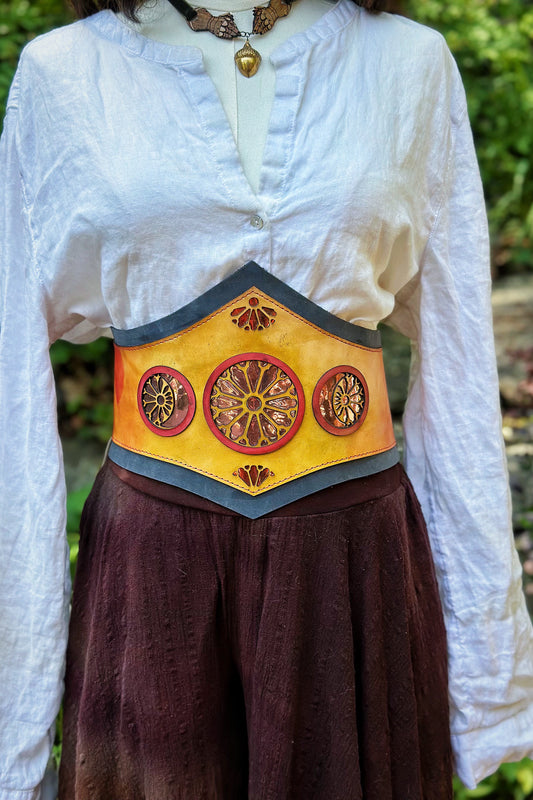 "Russet Moons" - OOAK Corset Belt - Size Small