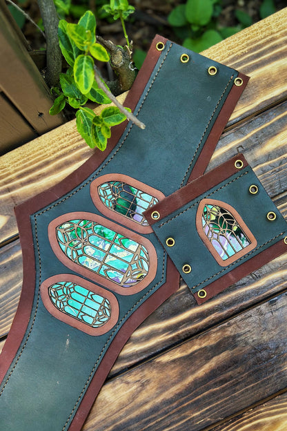"Emerald Cathedral" - OOAK Corset Belt - Size Extra Small