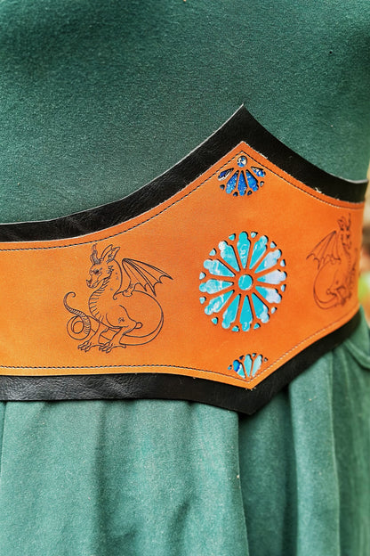 “Dragon Moon" - OOAK Corset Belt - Size MEDIUM