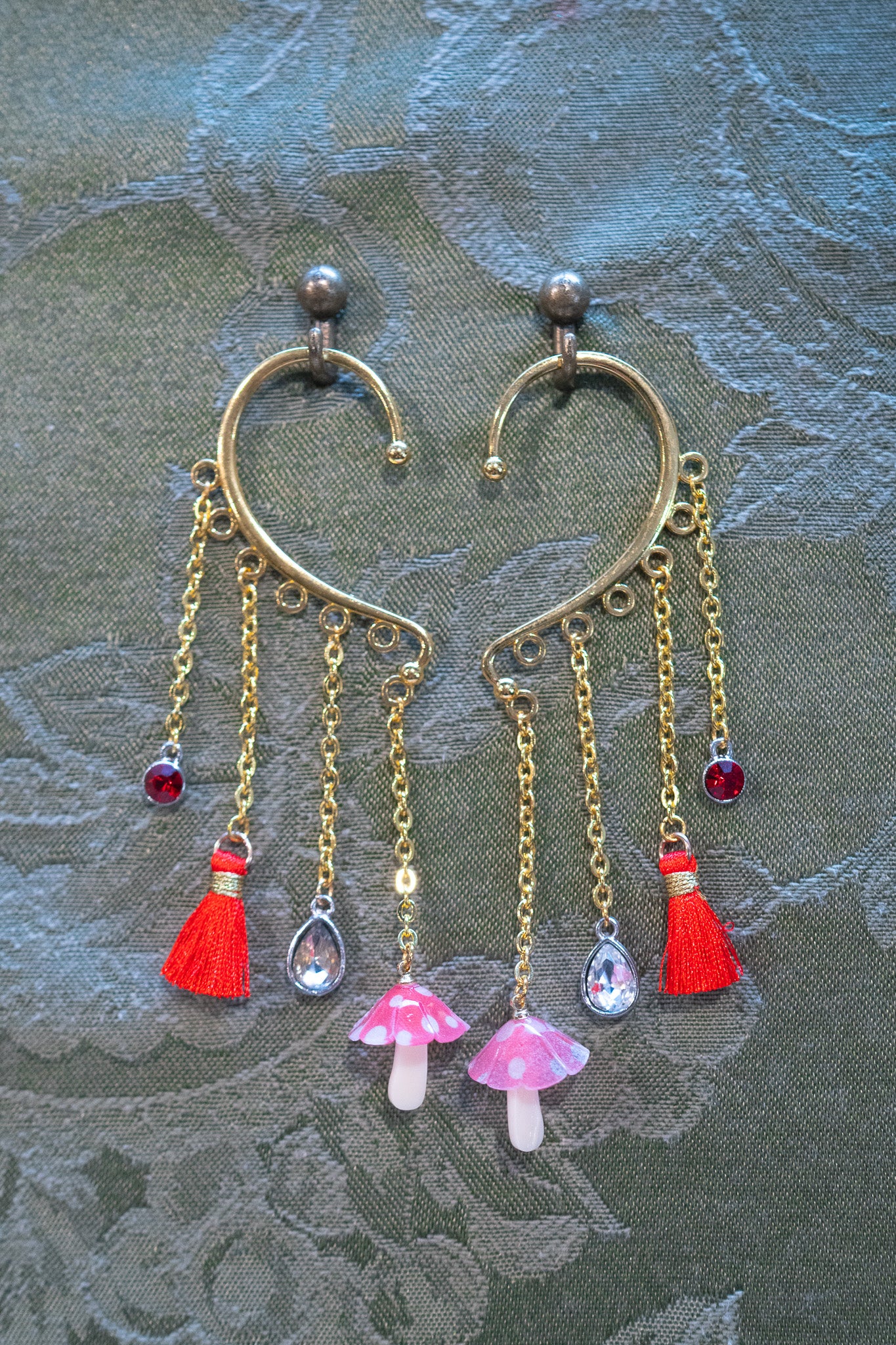 "Crimson Pixie" - OOAK Earcuff Pair