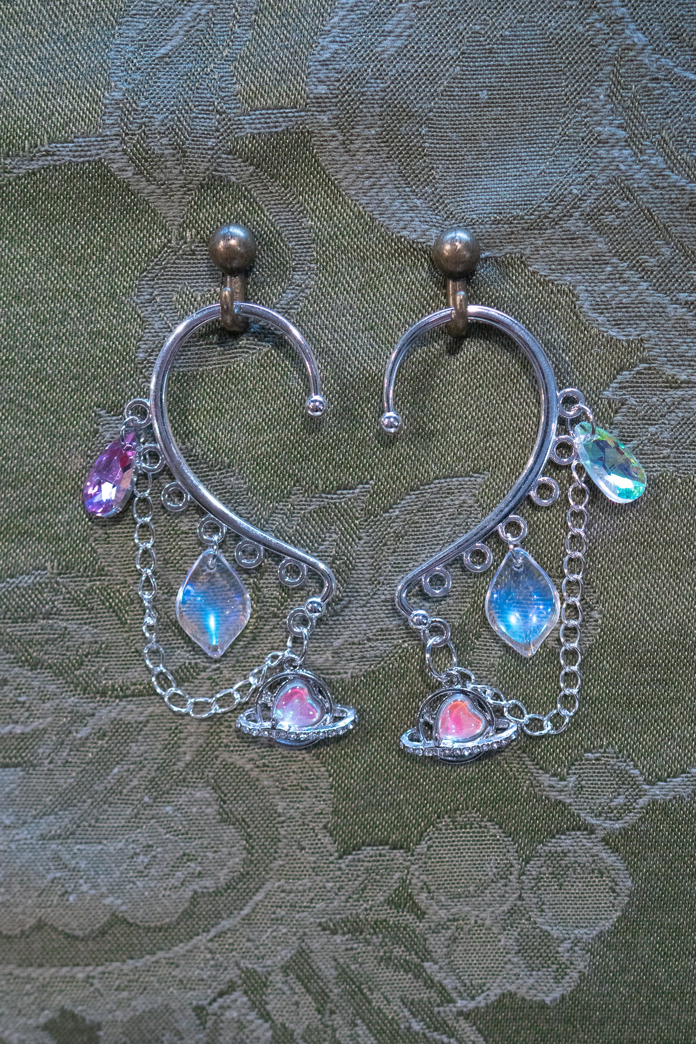 "Planetary Tears" - OOAK Earcuff Pair