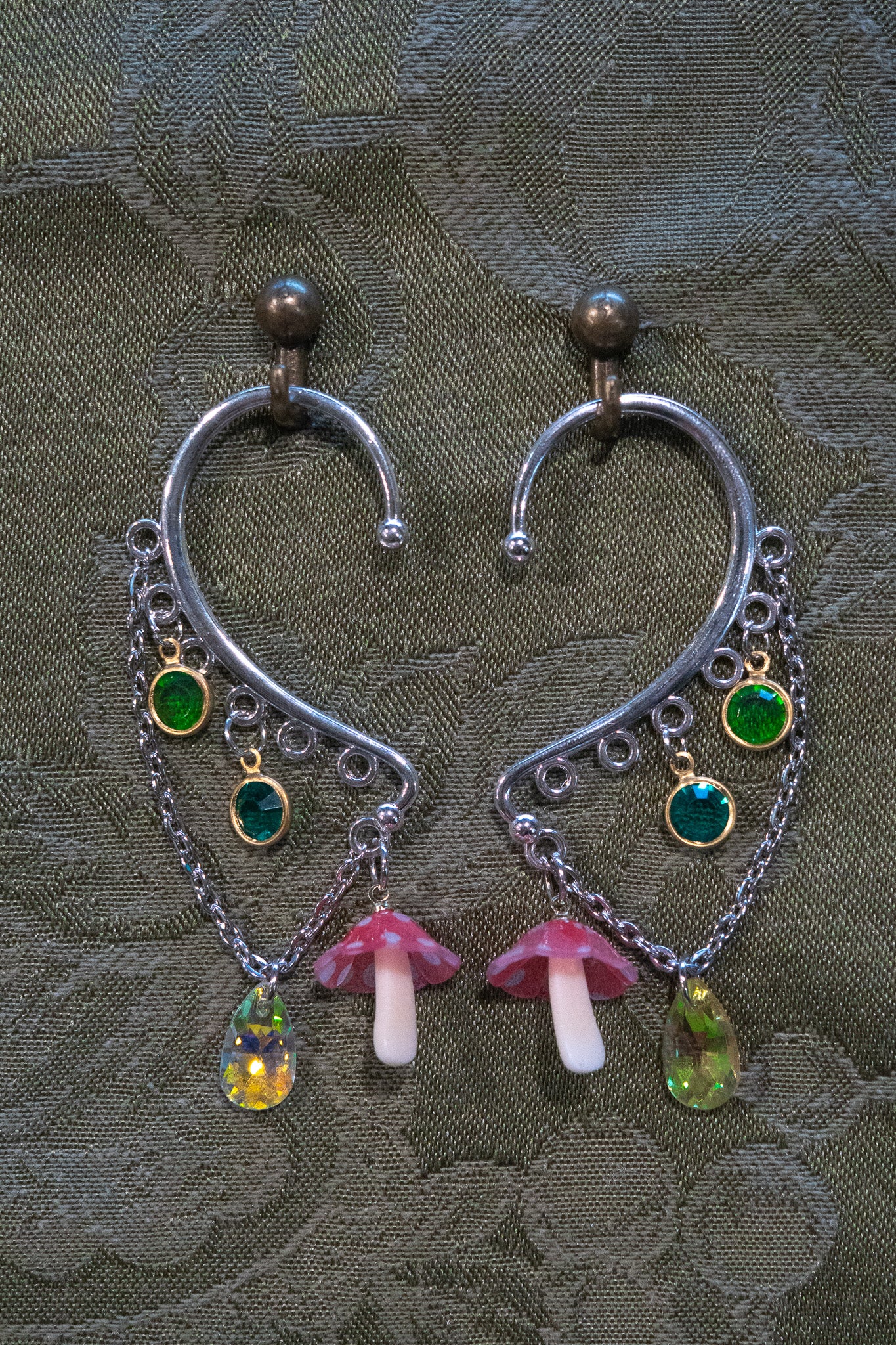 "Mushroom Forest" - OOAK Earcuff Pair