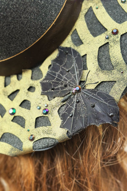 "Golden Webs" - OOAK Halo Hat