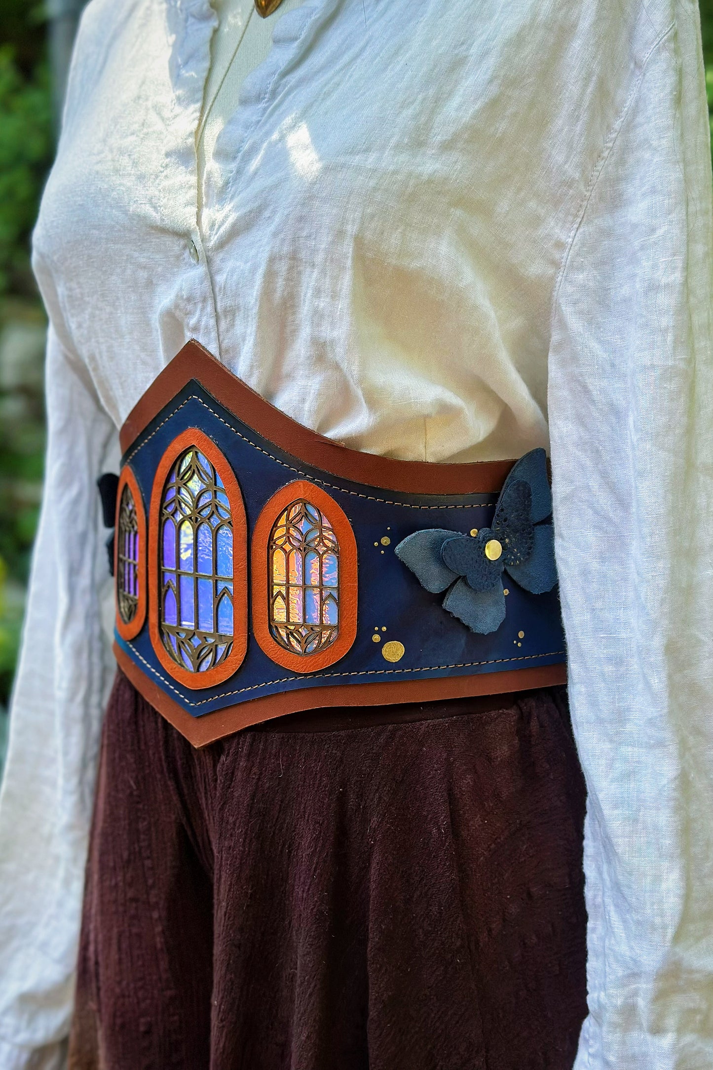"Midnight Flutters" - OOAK Corset Belt - Size Extra Small