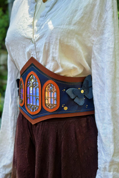 "Midnight Flutters" - OOAK Corset Belt - Size Extra Small
