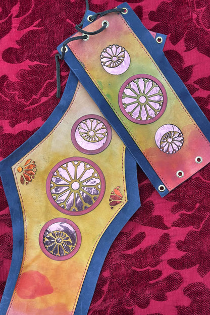 "Sunset Moons" - OOAK Corset Belt - Size SMALL