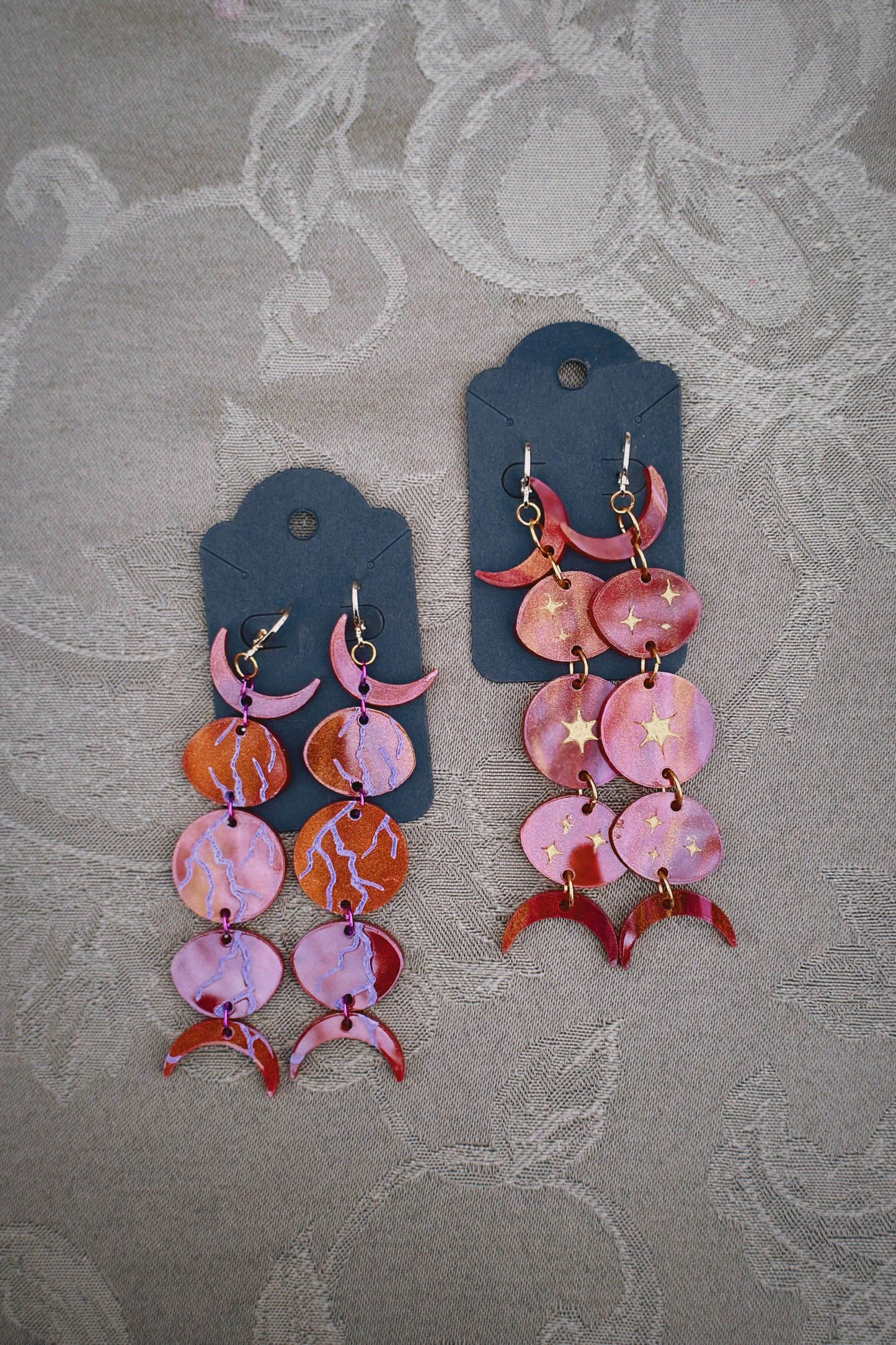 The Phases of the Red Moon Earrings