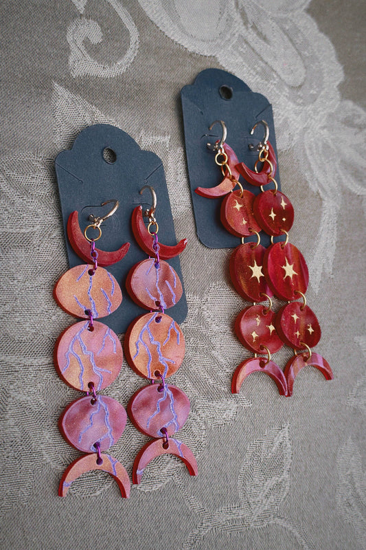 The Phases of the Red Moon Earrings