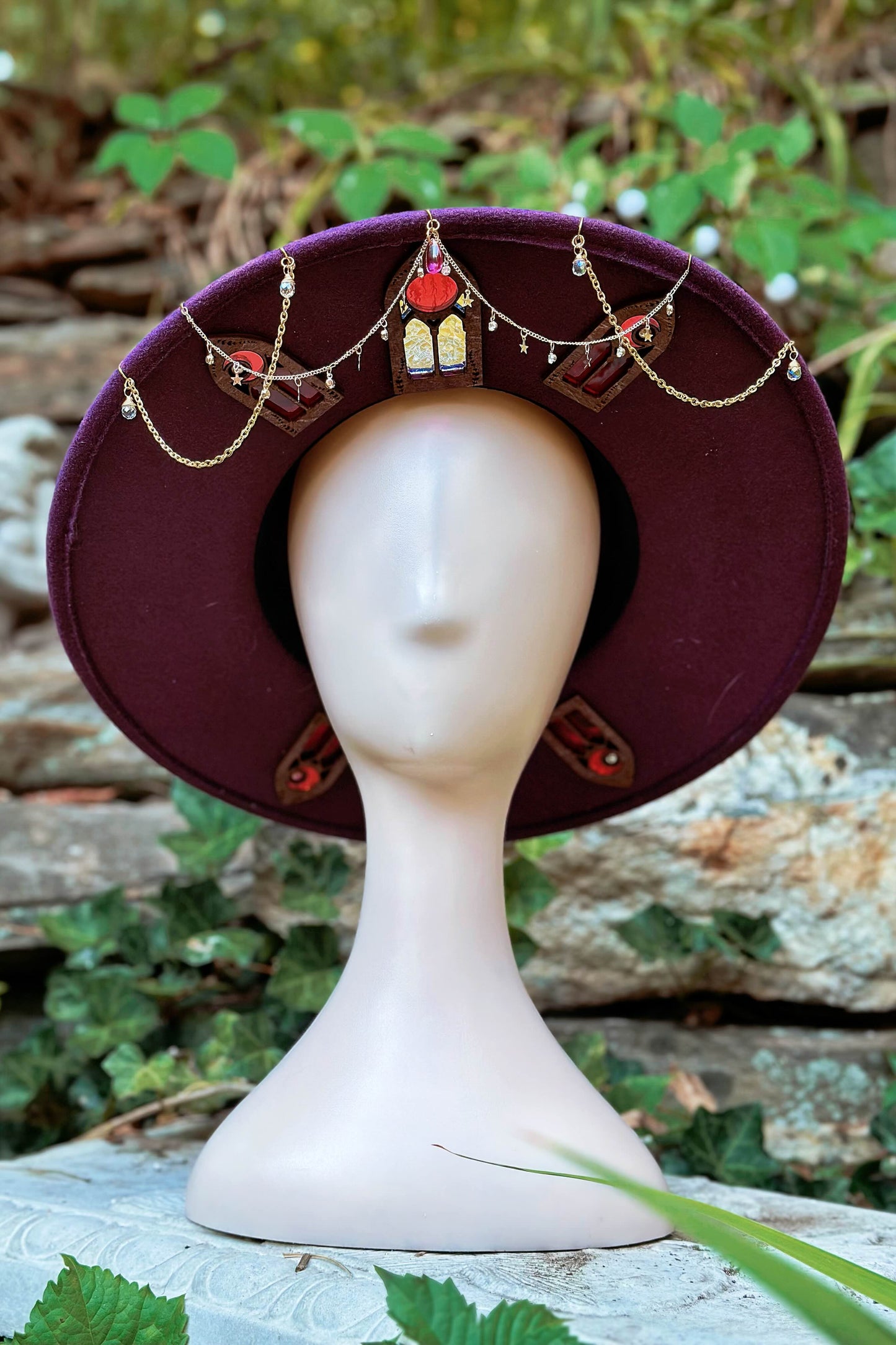 "The Witch of the Red Moon" - OOAK Halo Hat