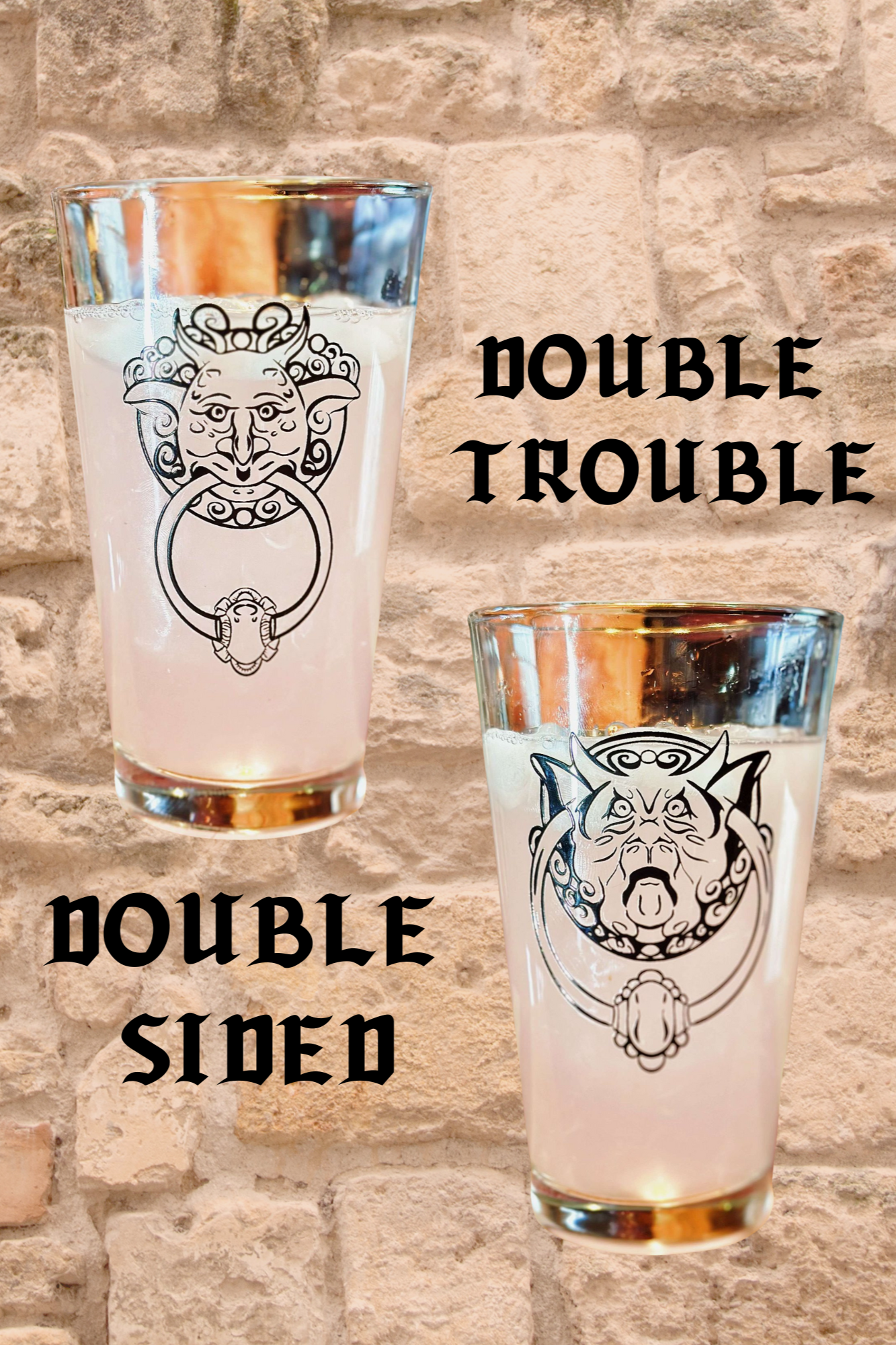 A Pair of Door Guardians Pint Glass